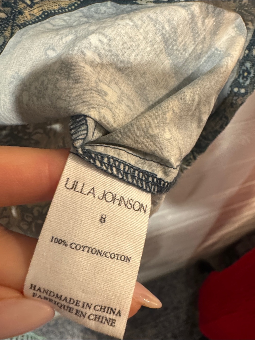 Ulla Johnson Navy Floral Ruffle Sleeve Blouse- size 8 - Picture 3 of 4